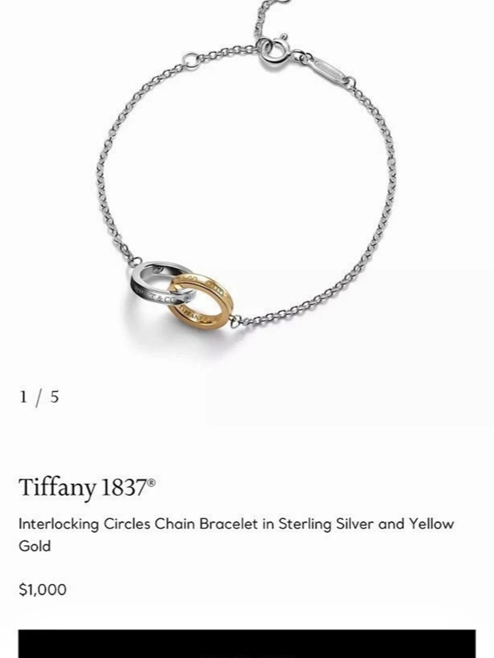 Tiffany & Co. Tiffany 1837 Interlocking Circles Chain Bracelet. Tiffany 1837